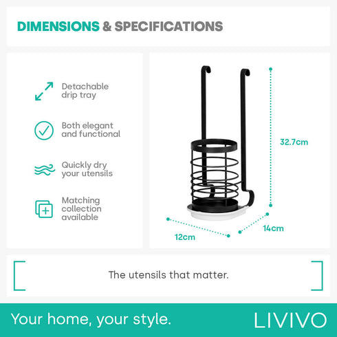 Hanging Utensil Holder - Black